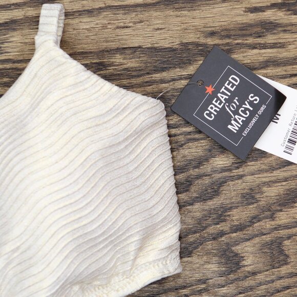 NWT Bar III Womens V-Wire Plunge-Neck Bralette Bikini Swim Top White Gold M - Picture 5 of 6